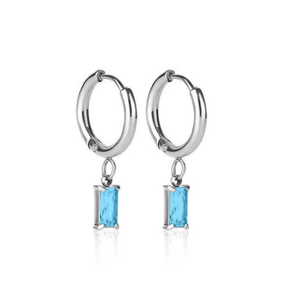 Luxe Silver Drop Earrings - Aquamarine