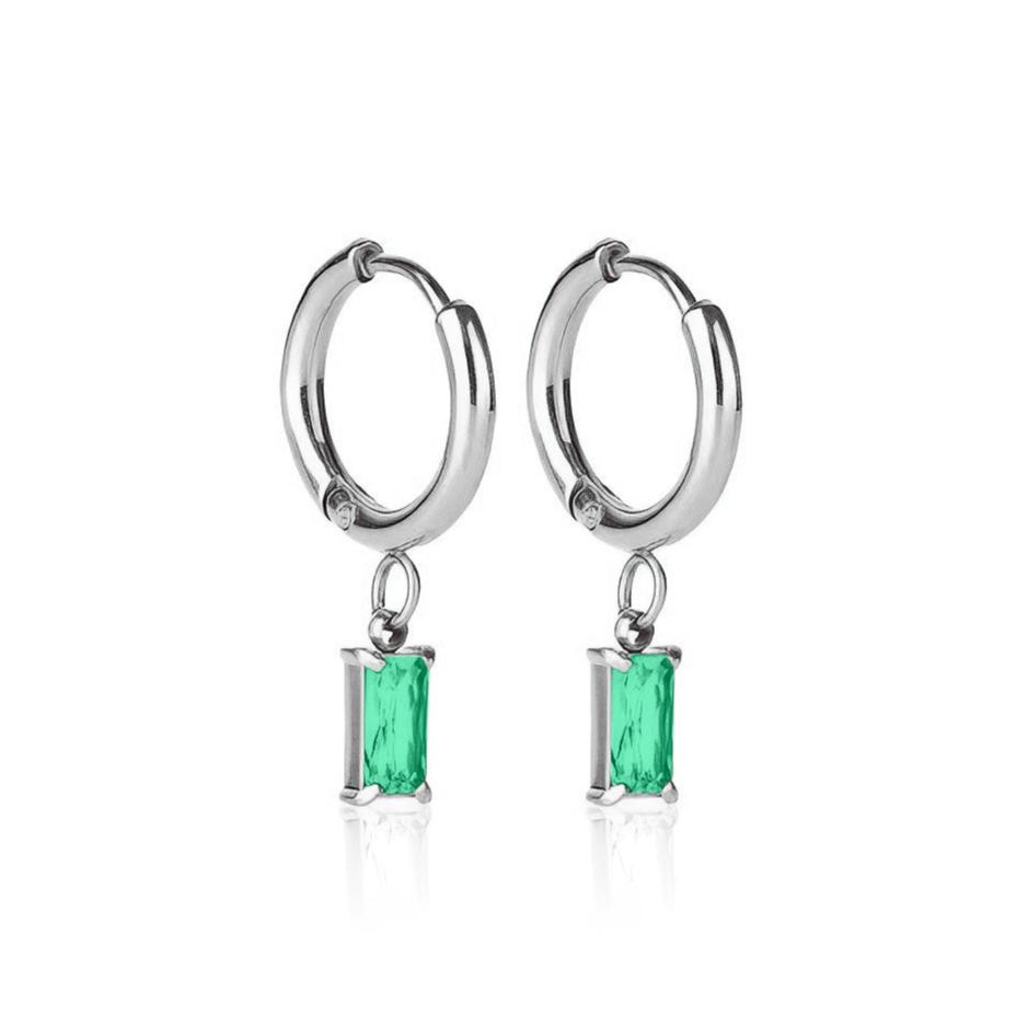 Luxe Silver Drop Earrings - Emerald