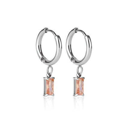 Luxe Silver Drop Earrings - Peach