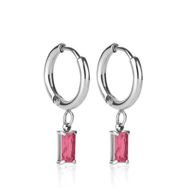 Luxe Silver Drop Earrings Rose on ear - waterproof anti-tarnish silver rose drop huggie - EVER Jewellery