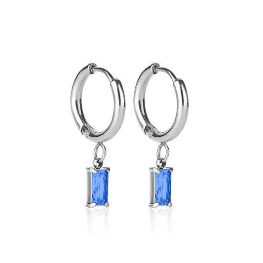 Luxe Silver Drop Earrings - Sapphire