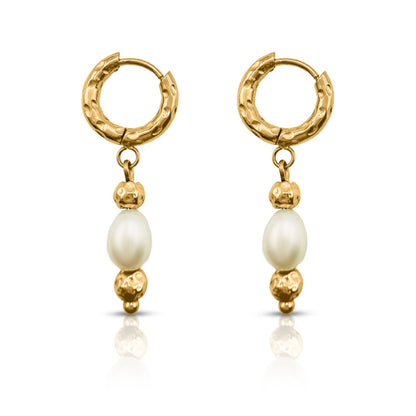 Midnight Run Pearl Huggie Earrings - Ever Jewellery 