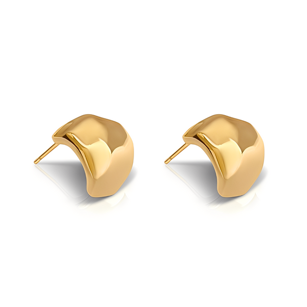 Movement Stud Earrings - waterproof gold stud earrings etched polished curved - EVER Jewellery Australia