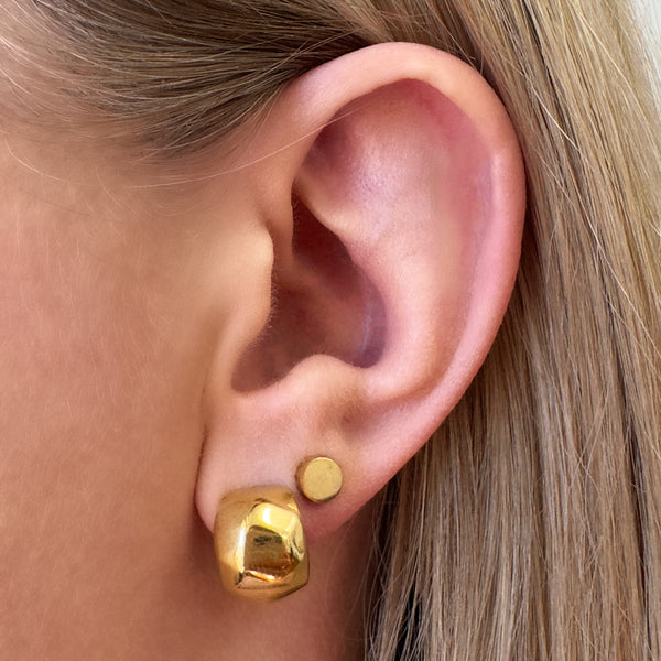 Movement Stud Earrings close up - waterproof 18k gold plated stainless steel stud earrings - EVER Jewellery