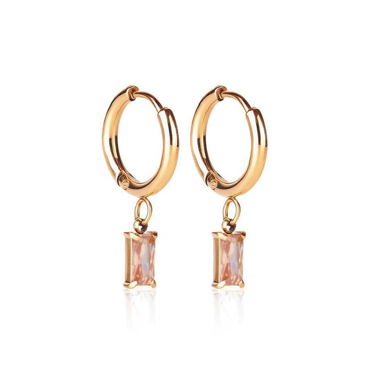 Luxe Gold Drop Earrings - Peach