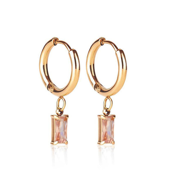 Luxe Gold Drop Earrings - Peach - Ever Jewellery 