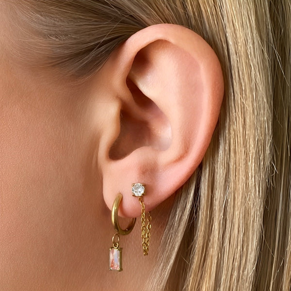 Luxe Gold Drop Earrings - Peach - Ever Jewellery 