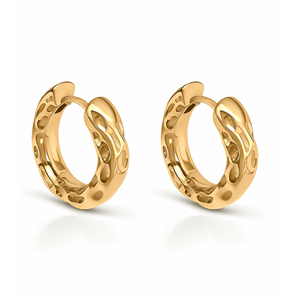 Assist Hoop Earrings - waterproof twisted gold hoop earrings bold silhouette - EVER Jewellery Australia