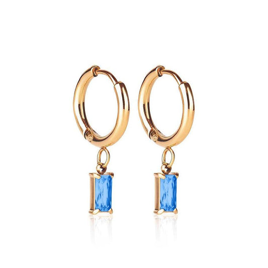 Luxe Gold Drop Earrings - Sapphire