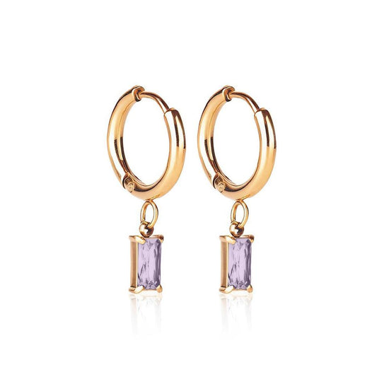 Luxe Gold Drop Earrings - Tanzanite