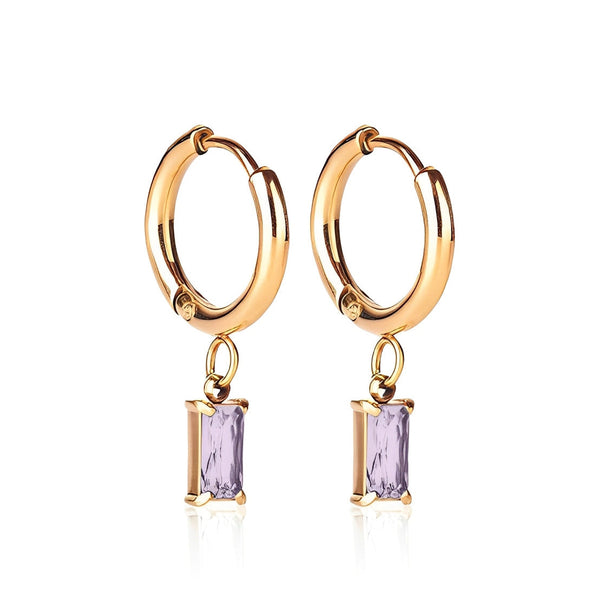 Luxe Gold Drop Earrings - Tanzanite - Ever Jewellery 