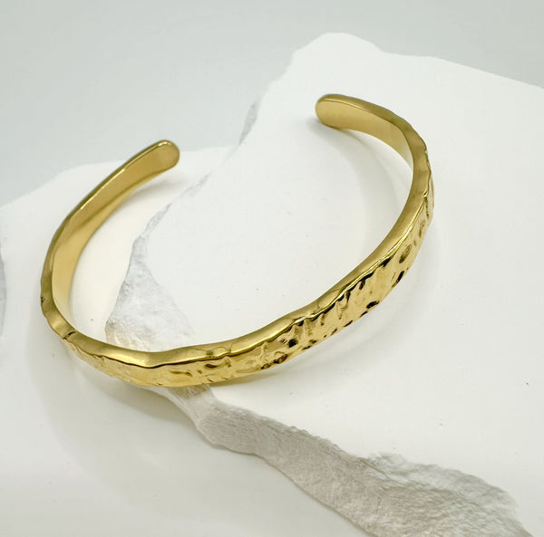 Strike Cuff flat lay - waterproof anti-tarnish gold cuff bracelet Australia - EVER Jewellery