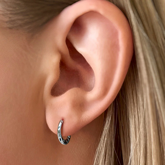 Wave Silver Huggie Earrings