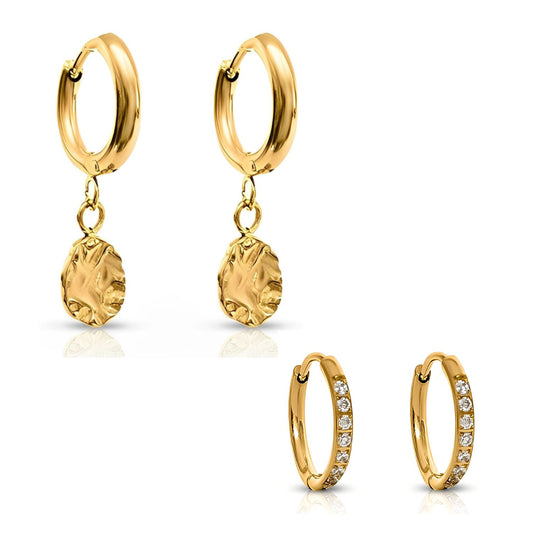 Harmony + Transition Gold Huggie Earrings Bundle