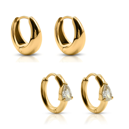 Everyday Icons Bundle - waterproof gold hoop earrings set Empire and Rush Hour Hoops - EVER Jewellery Australia