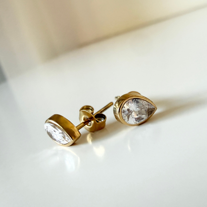 Droplet Gold Stud Earrings
