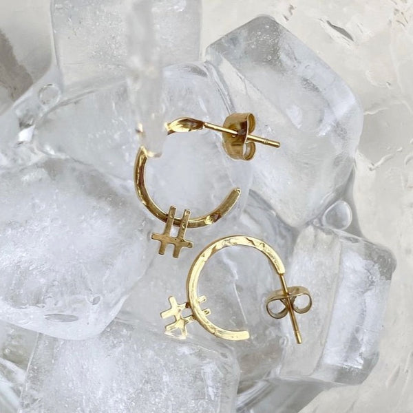 Baseline Hoop Earrings flat lay - waterproof anti-tarnish everyday gold hoop earrings Australia - EVER Jewellery