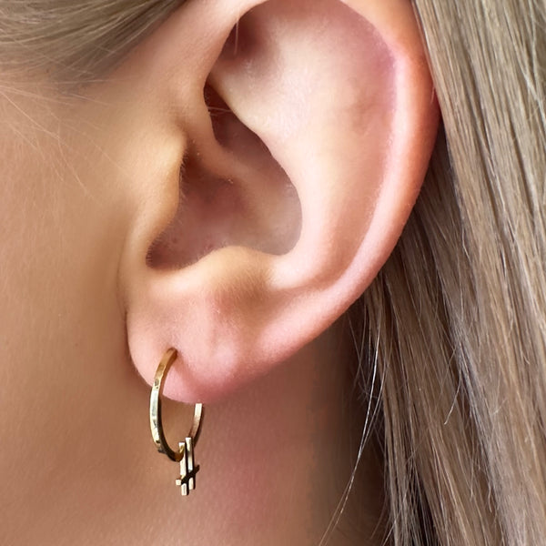 Baseline Hoop & Swish Stud Gold Earrings Bundle - Ever Jewellery 