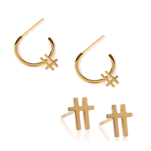 Baseline Hoop & Swish Stud Gold Earrings Bundle - Ever Jewellery 