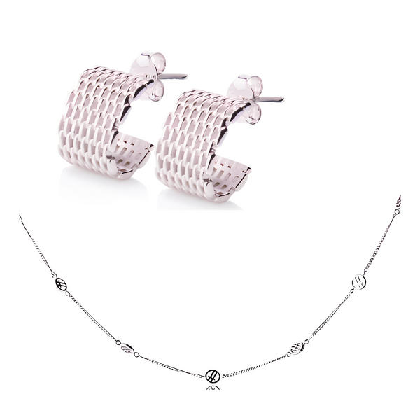 Broadway Earrings & Game Day Necklace Silver Bundle - Ever Jewellery 