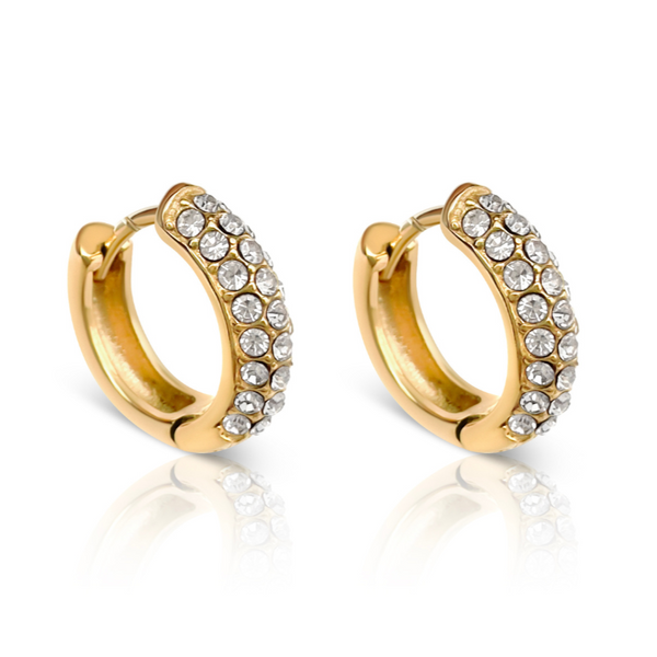 Gravitate Gold Hoop Earrings - waterproof crystal-studded gold hoop earrings - EVER Jewellery Australia