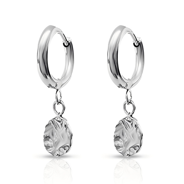 Harmony Silver Huggie Earrings - waterproof rhodium plated sterling silver huggie with charm - EVER Jewellery Australia