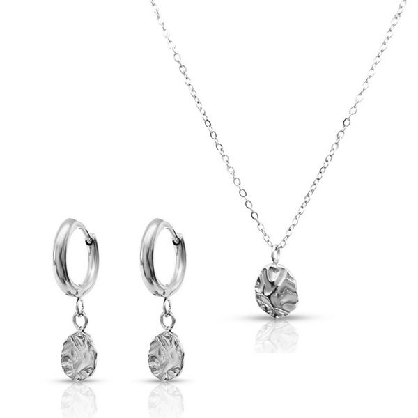 Harmony Huggies + Necklace Bundle - Silver - Ever Jewellery 