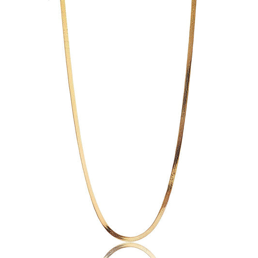 Sidewalk Gold Necklace – sleek flat herringbone chain on white background