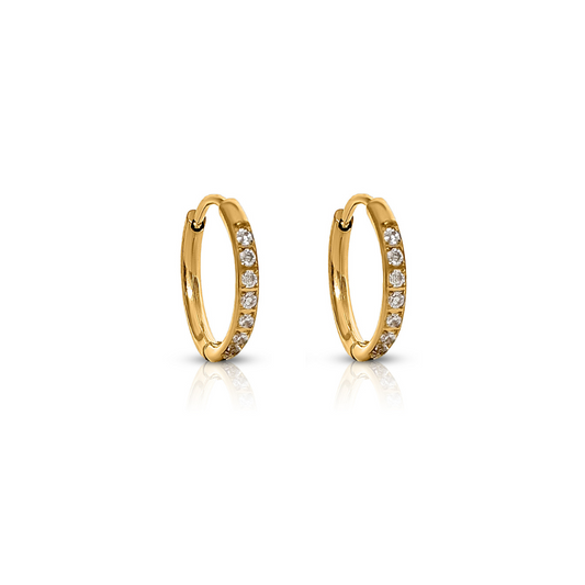 Transition Sleeper Gold Earrings – waterproof gold huggie hoops with secure latch closure